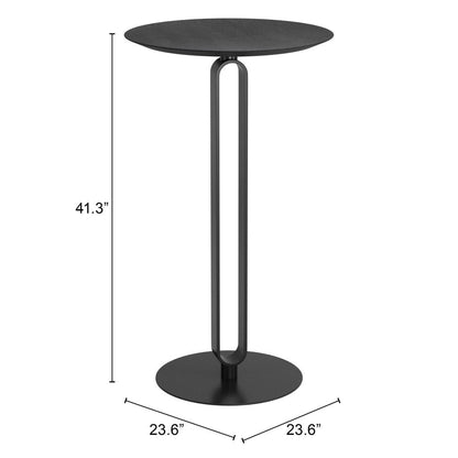 24" Black Wood Rounded Bar Table