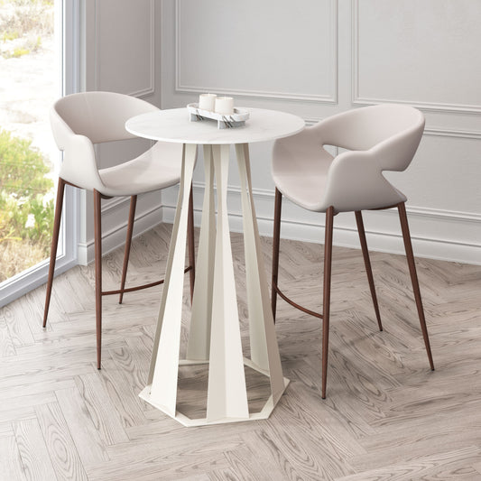 26" White Marble Bar Table