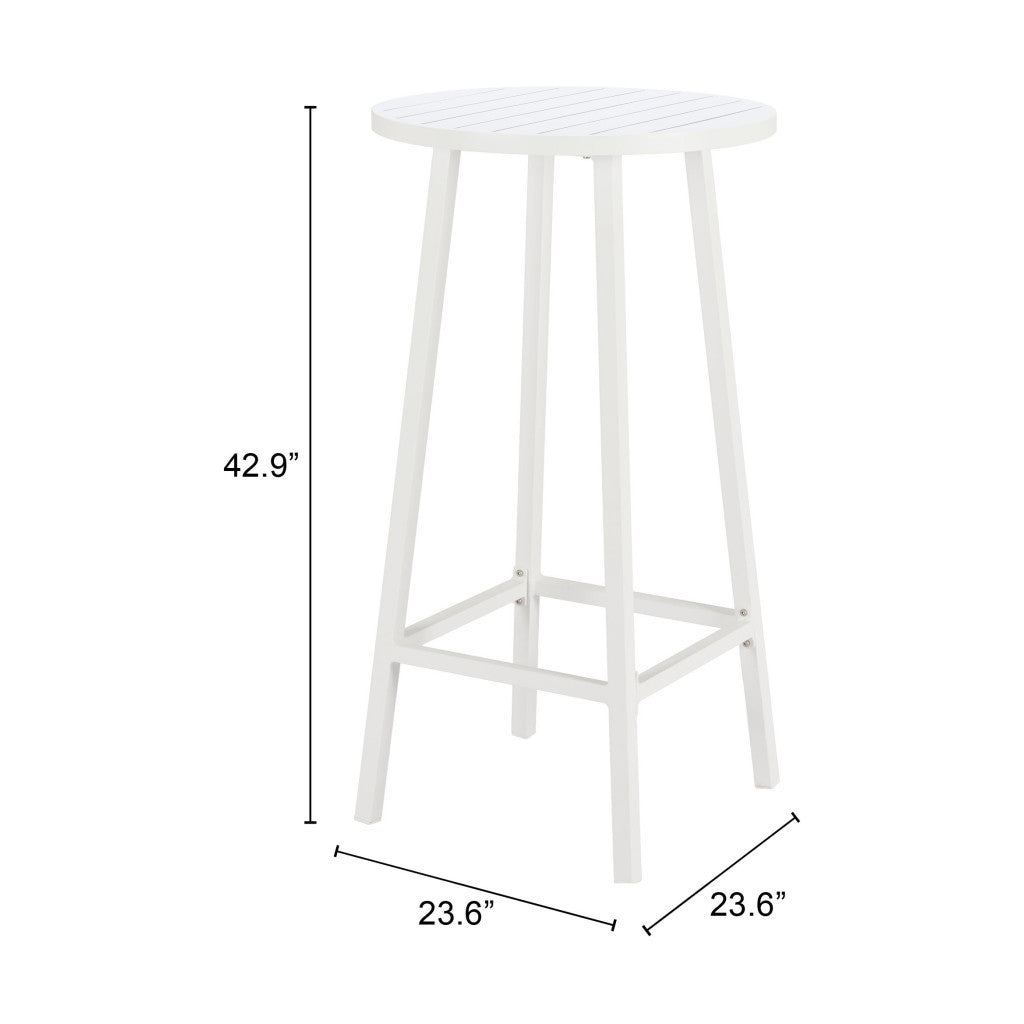 24" White Aluminum Rounded Bar Table