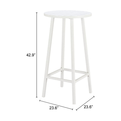 24" White Aluminum Rounded Bar Table