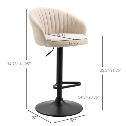 HOMCOM Modern Upholstered Adjustable Barstools with Swivel Seat