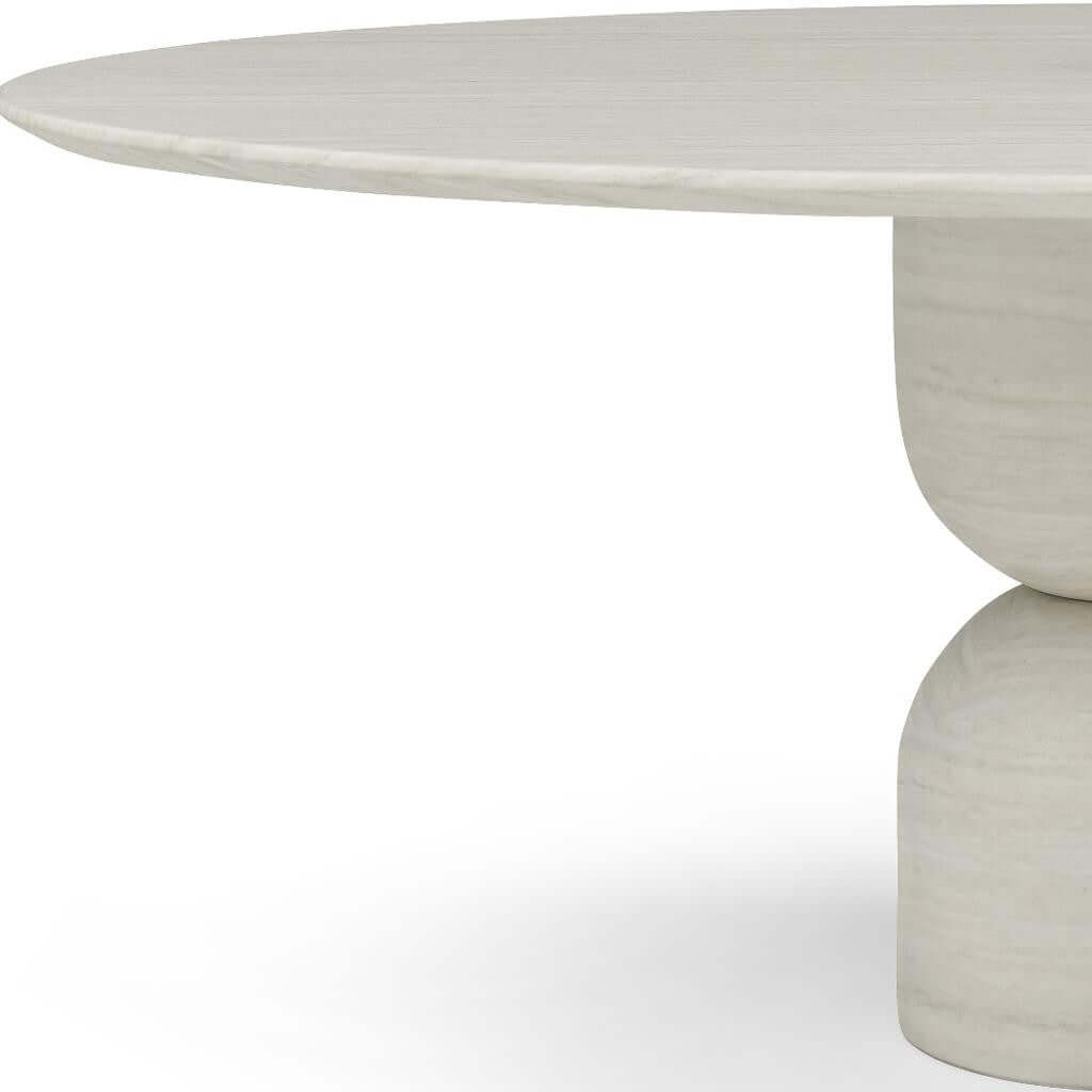 94" Beige Marble Double Pedestal Base Oval Dining Table