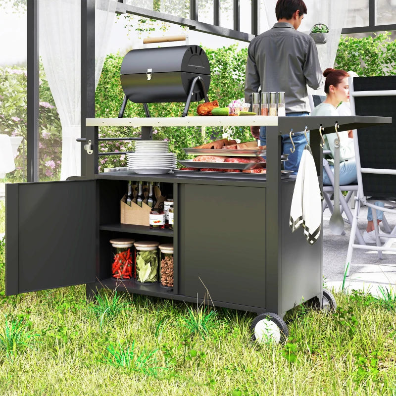 Stainless Outsunny Outdoor Grill Cart Table