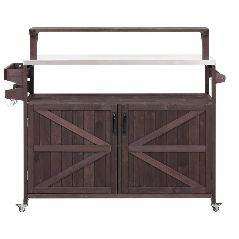 Outdoor Kitchen Island with Raised Shelf