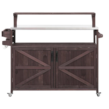 Outdoor Kitchen Island with Raised Shelf