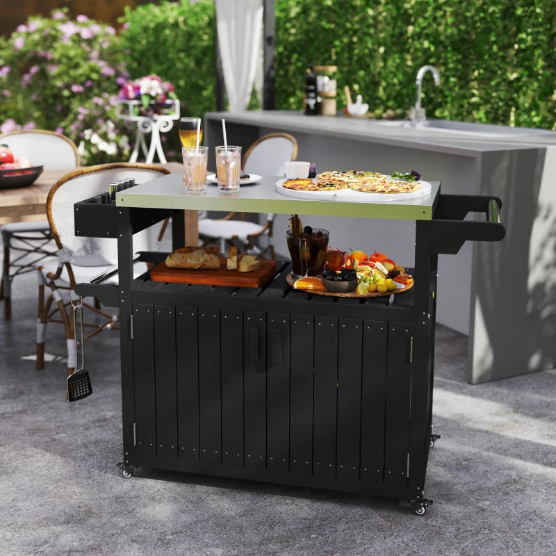 Outsunny Outdoor Bar Cart with Storage