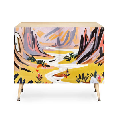 83 oranges lavender mountains credenza cabinet