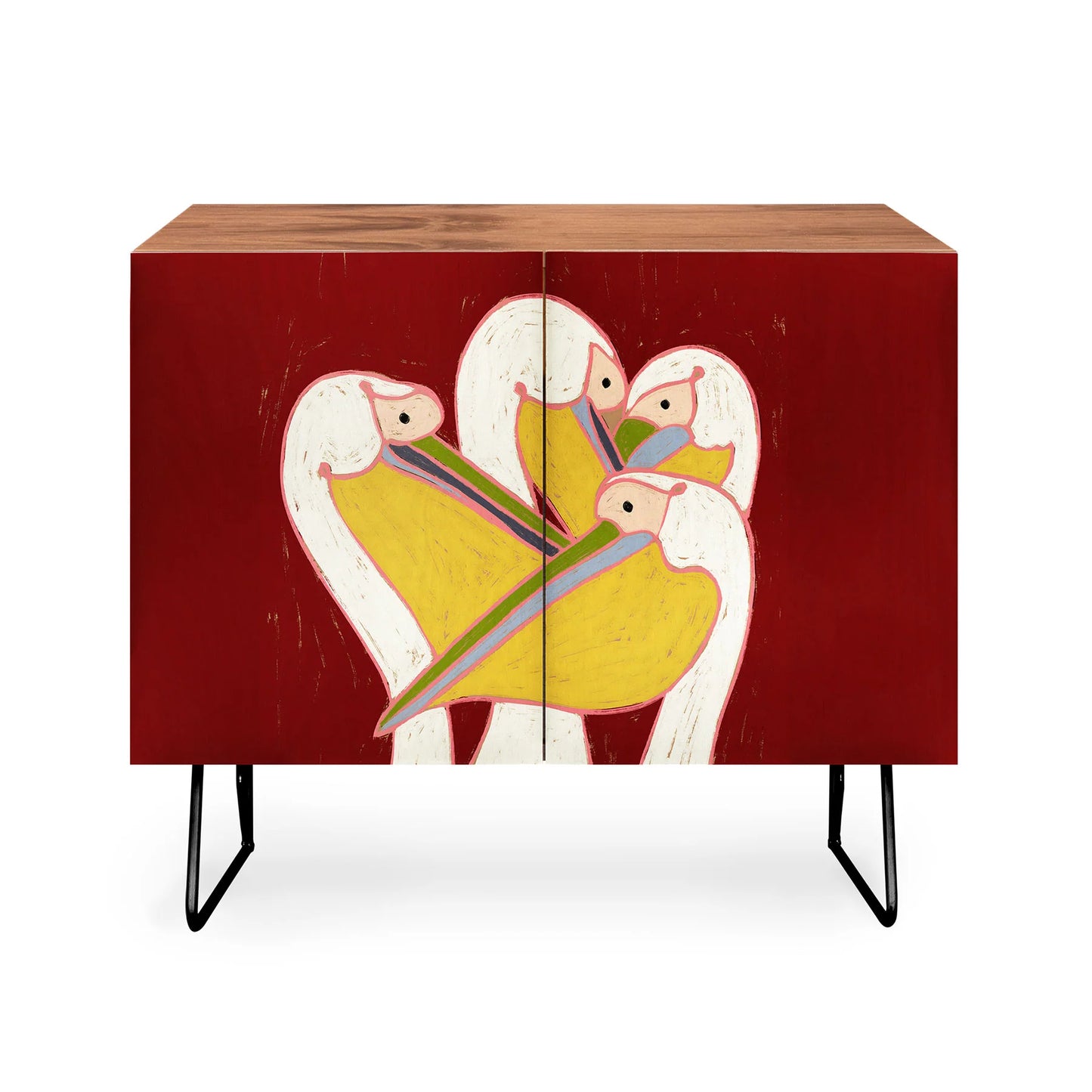 Oranges pelicans of the burgundy sky cabinet credenza