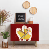 Oranges pelicans of the burgundy sky cabinet credenza