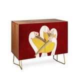 Oranges pelicans of the burgundy sky cabinet credenza