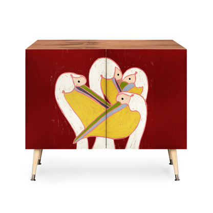 Oranges pelicans of the burgundy sky cabinet credenza
