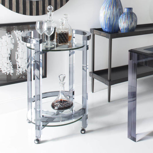 Howard Elliott Smoked Acrylic Bar Cart