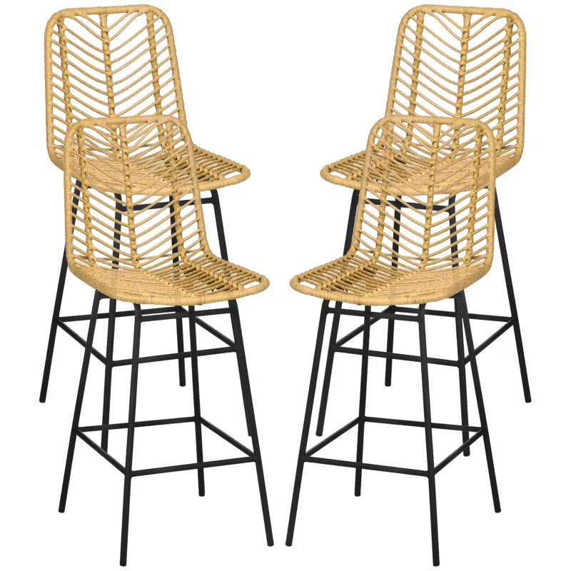 HOMCOM Set of 4 Rattan Barstools