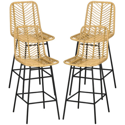 HOMCOM Set of 4 Rattan Barstools