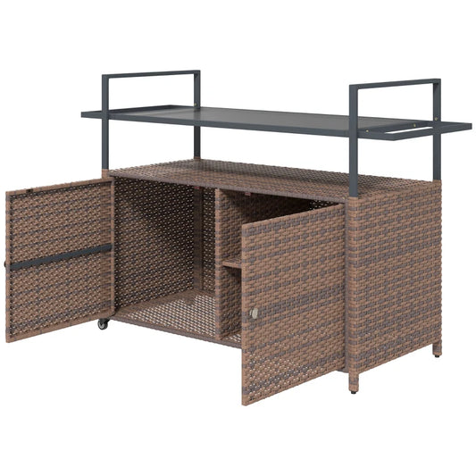 Outsunny 2-Tier Shelf PE Rattan Outdoor Bar