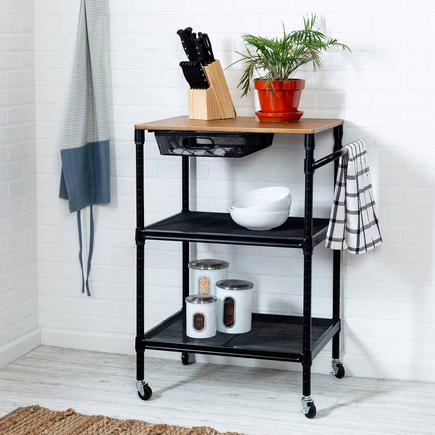 Honey Can Do Rolling Versatile Kitchen Bar Cart