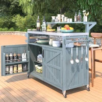 Outdoor Kitchen Island with Raised Shelf