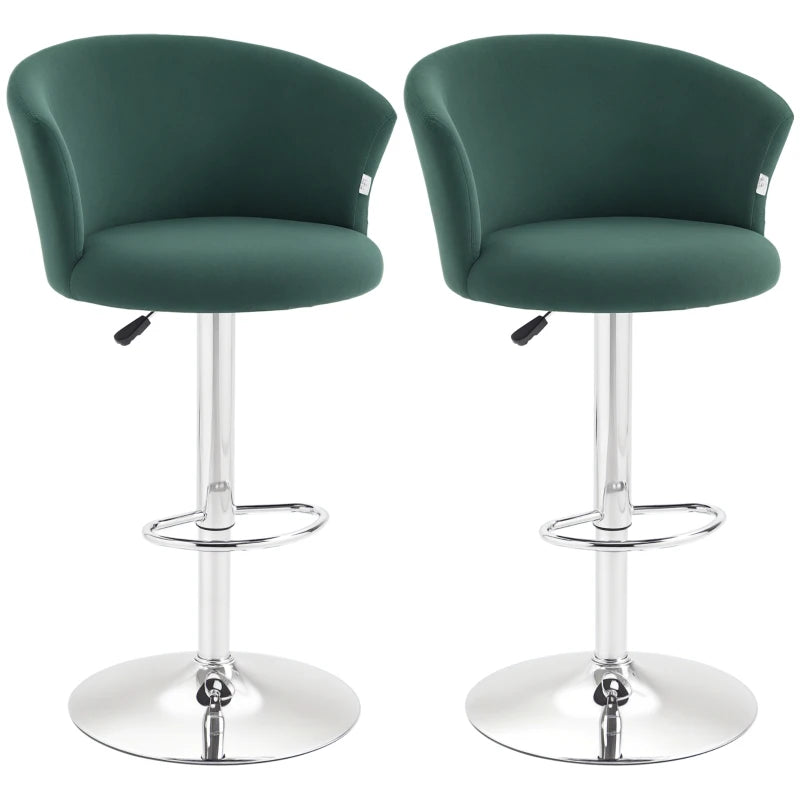 HOMCOM Modern Upholstered Adjustable Barstools with Swivel Seat