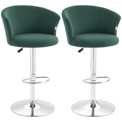 HOMCOM Modern Upholstered Adjustable Barstools with Swivel Seat