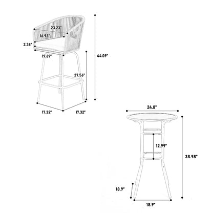 3-Piece Outdoor Bar Set with Ecoating Technology