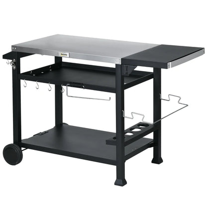 Outsunny 3-Shelf Outdoor Grill Cart Table