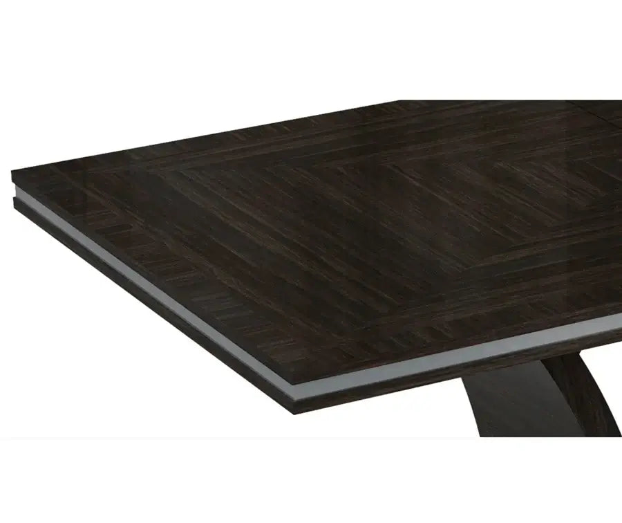 Seven Piece Dark Brown Solid Wood Dining Set with Six Chairs