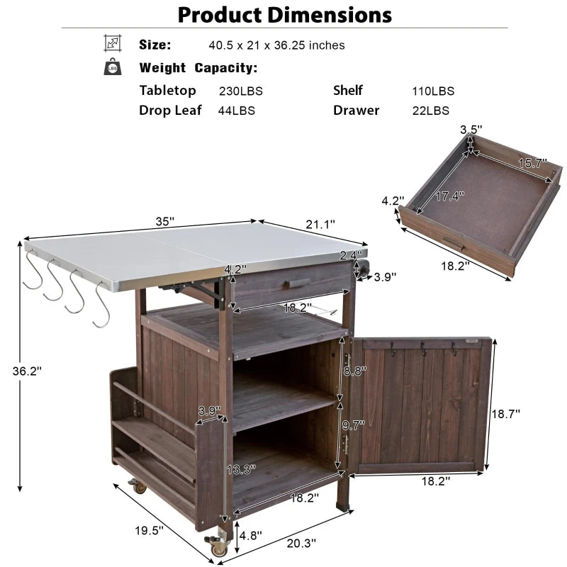 Outdoor Grill Cart with Stainless Steel Top