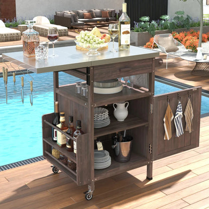 Outdoor Grill Cart with Stainless Steel Top