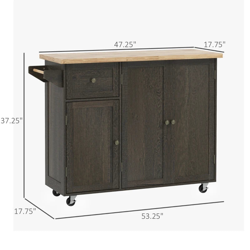 HOMCOM Triple-Cabinet Rolling Kitchen Island on Wheels