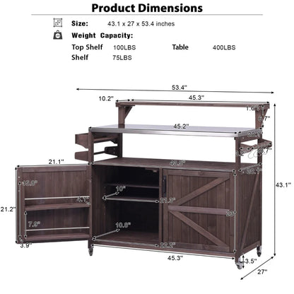 Outdoor Kitchen Island with Raised Shelf