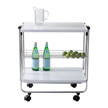 Versatile Modern Foldable Kitchen Cart with Wheels and Metal Basket