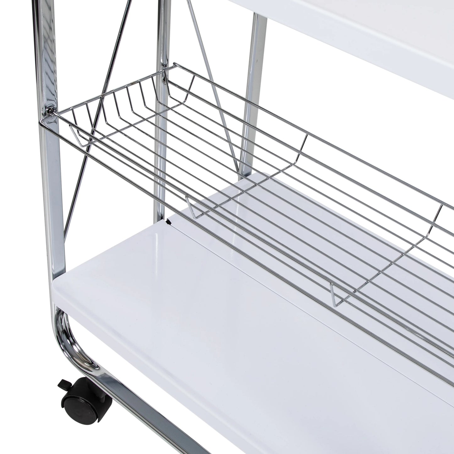 Versatile Modern Foldable Kitchen Cart with Wheels and Metal Basket