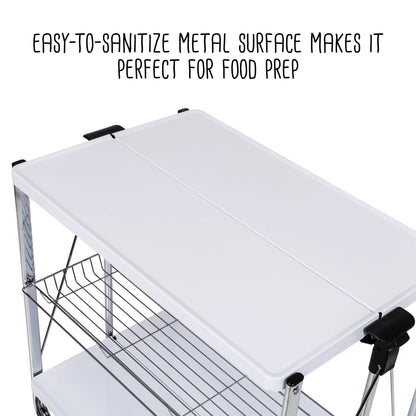 Versatile Modern Foldable Kitchen Cart with Wheels and Metal Basket