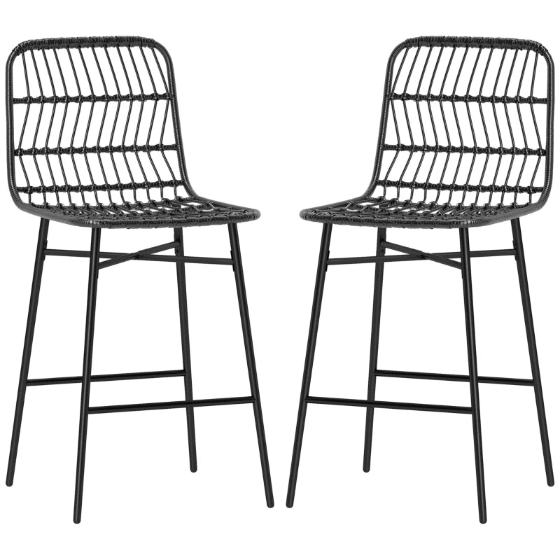 HOMCOM Set of 4 Rattan Barstools
