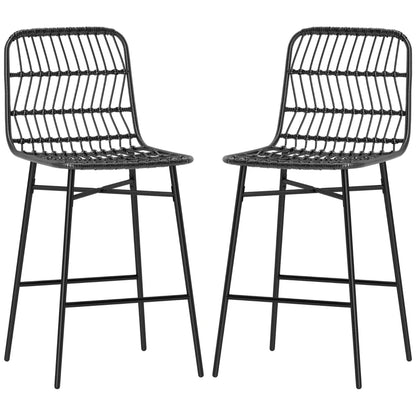 HOMCOM Set of 4 Rattan Barstools