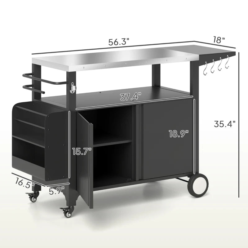 Stainless Outsunny Outdoor Grill Cart Table