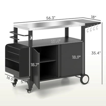 Stainless Outsunny Outdoor Grill Cart Table