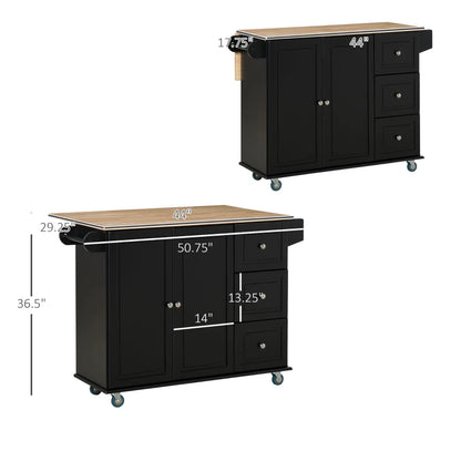 HOMCOM Mobile Kitchen Island with Drop Leaf