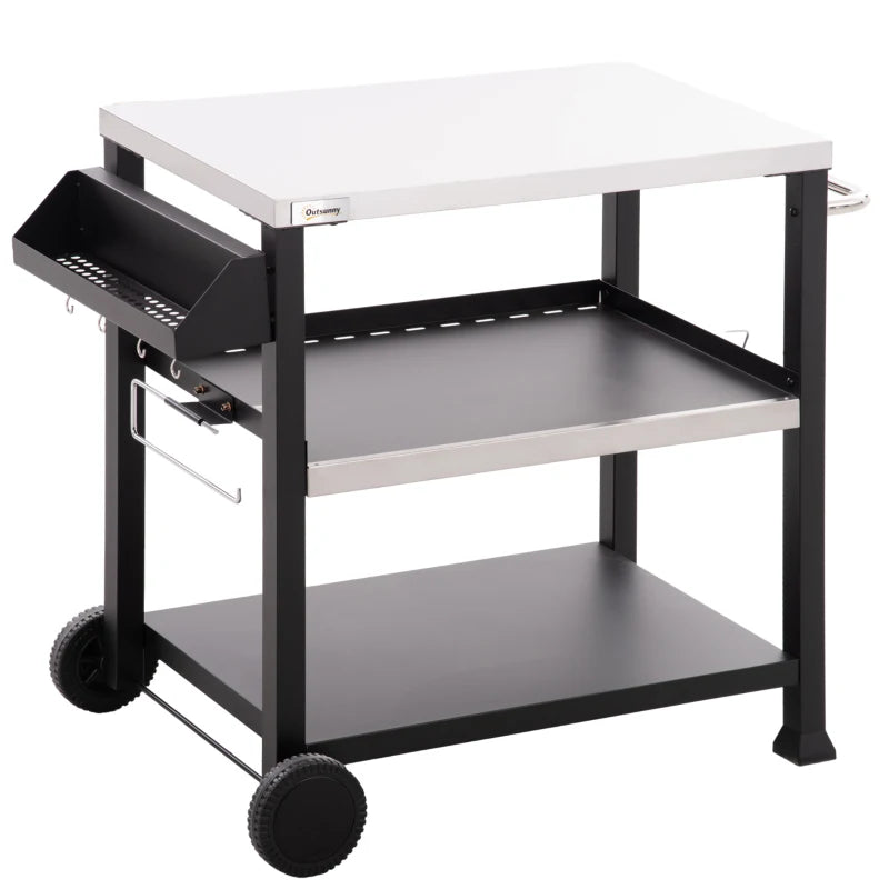 Outsunny 3-Shelf Outdoor Grill Cart Table