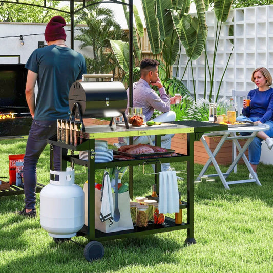 Outsunny 3-Shelf Outdoor Grill Cart Table