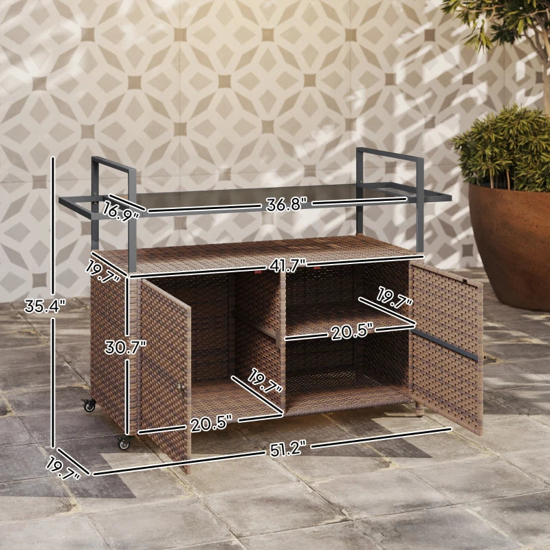 Outsunny 2-Tier Shelf PE Rattan Outdoor Bar