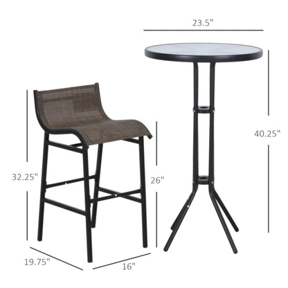 Outsunny 3 Piece Bar Height Outdoor Bistro Set