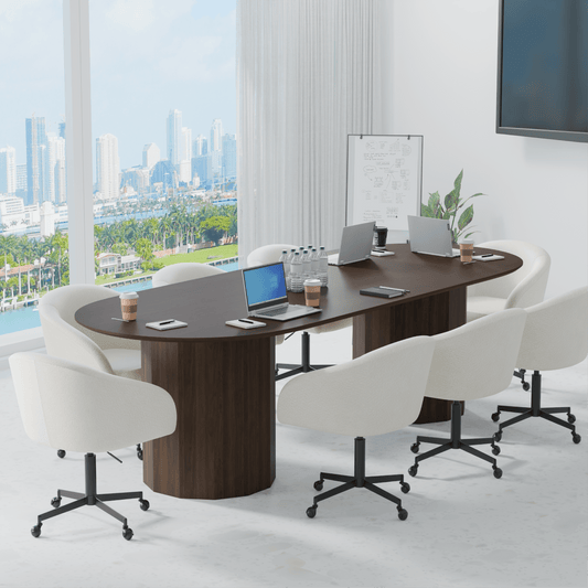 Walnut Solid Wood Double Pedestal Base Oval Dining Table