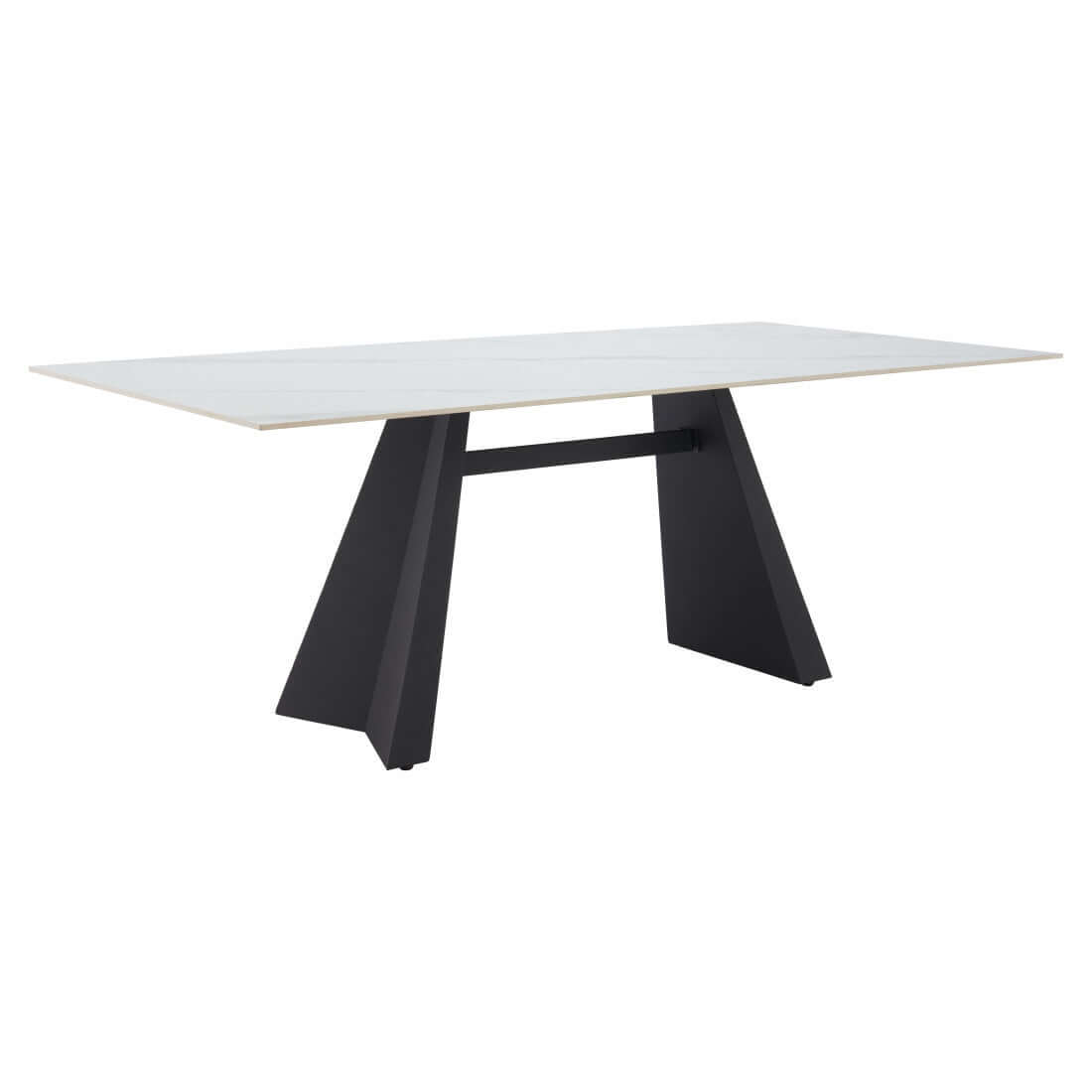 79" White and Black Sintered Double Pedestal Base Dining Table