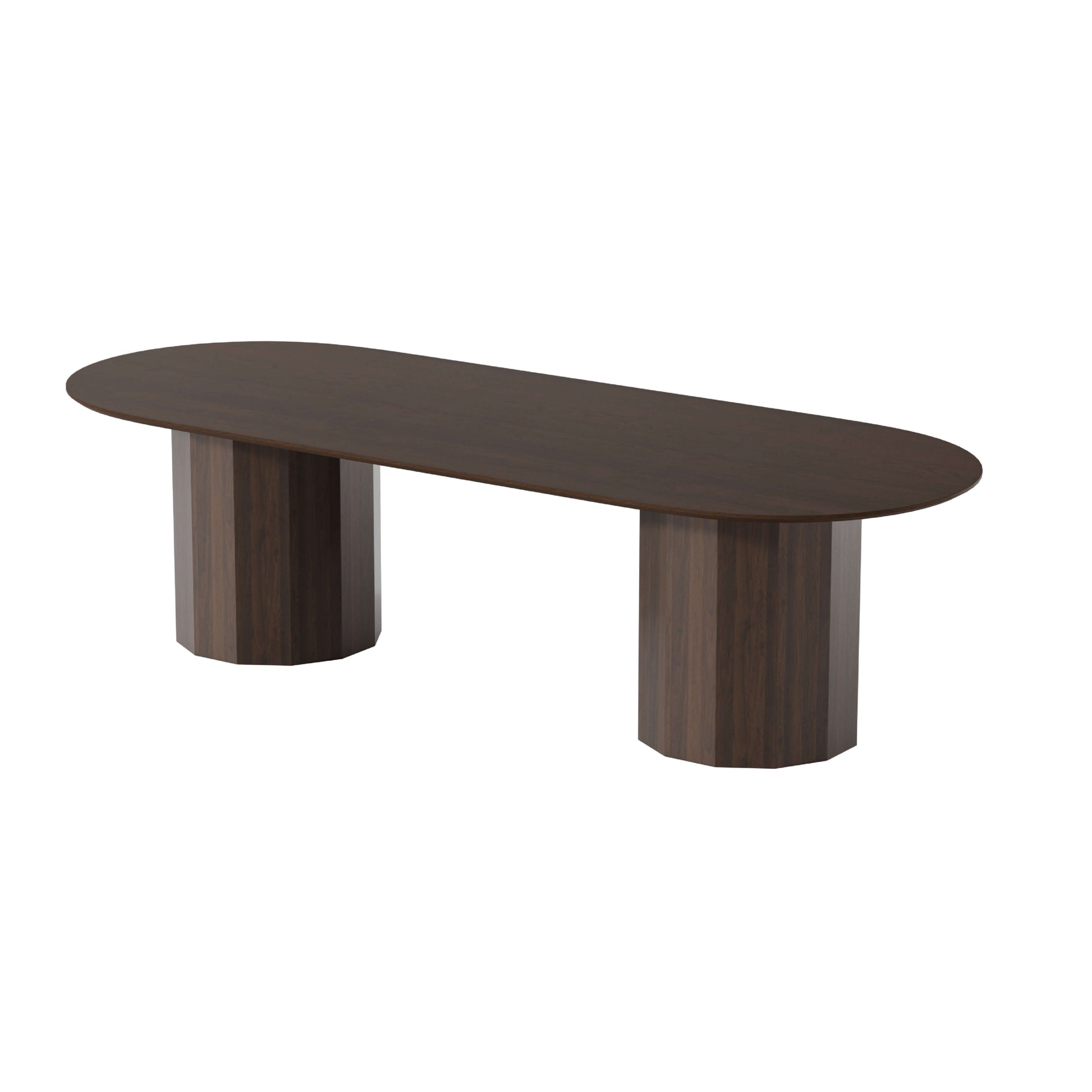 Walnut Solid Wood Double Pedestal Base Oval Dining Table