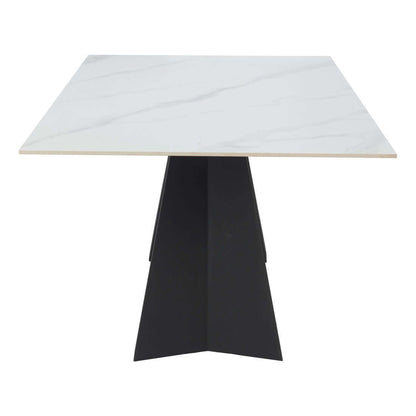 79" White and Black Sintered Double Pedestal Base Dining Table