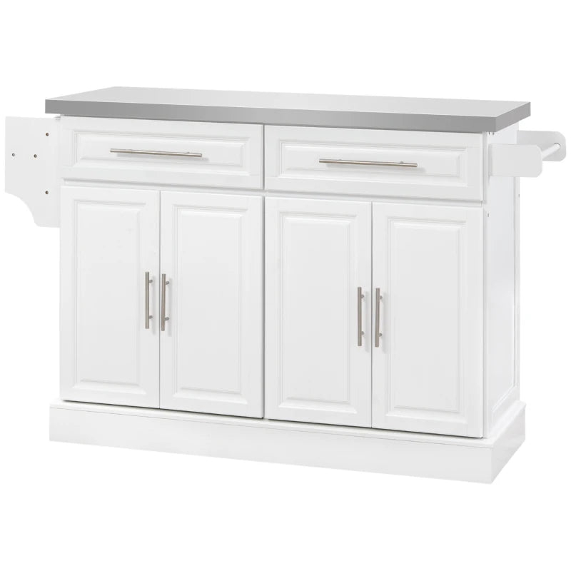HOMCOM Rolling Kitchen Island with Stainless Steel Top