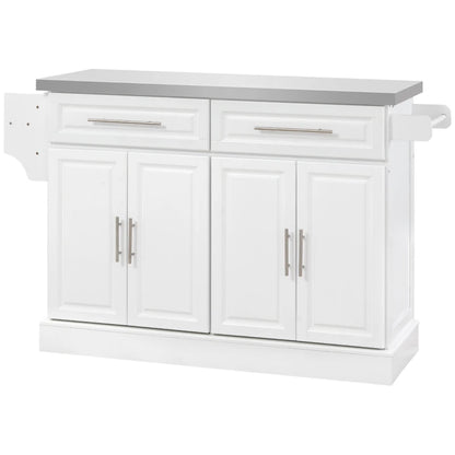 HOMCOM Rolling Kitchen Island with Stainless Steel Top
