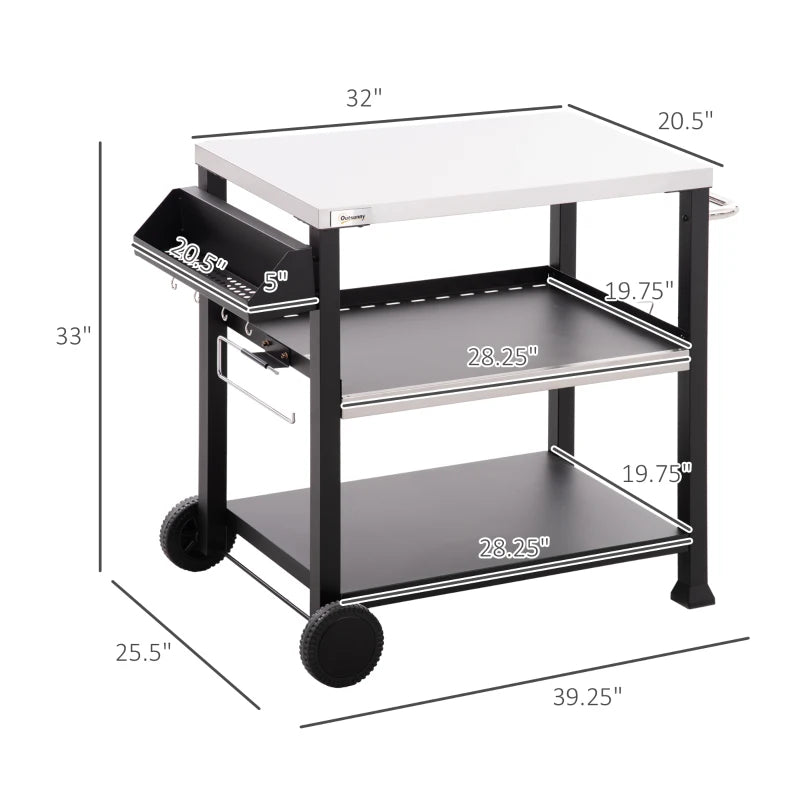 Outsunny 3-Shelf Outdoor Grill Cart Table