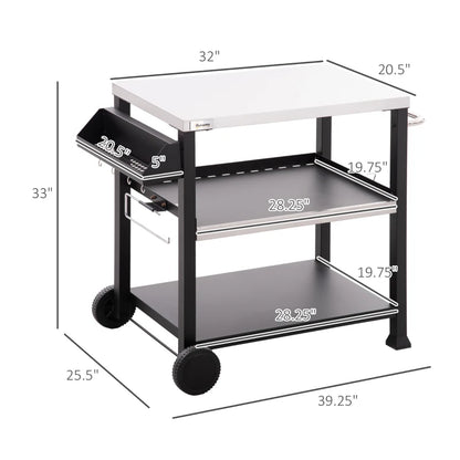 Outsunny 3-Shelf Outdoor Grill Cart Table